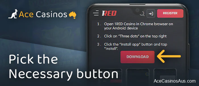 Click on the download button of the online casino app