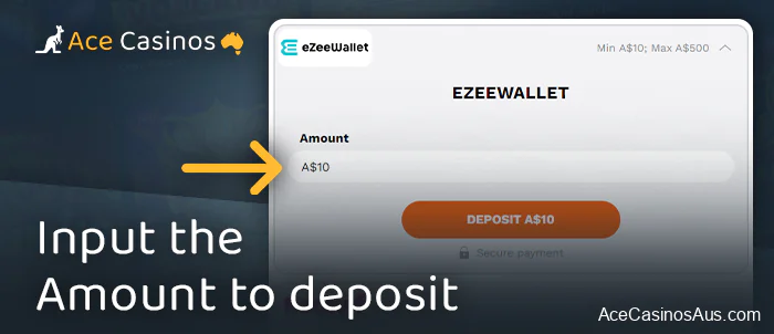 Enter your deposit amount at eZeeWallet Casino Sites