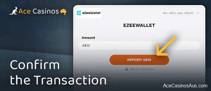 Confirm deposit via eZeeWallet at an online casino