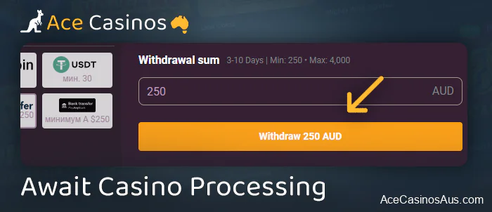 Start the withdrawal process at Fast Payout Casino