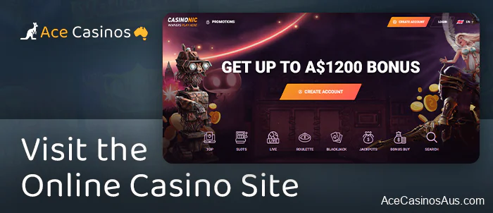 Go to the online casino site to register