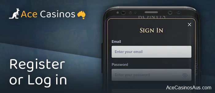 Create an account or log in to the mobile casino