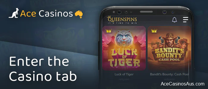 Open the pokies section of the online mobile casino