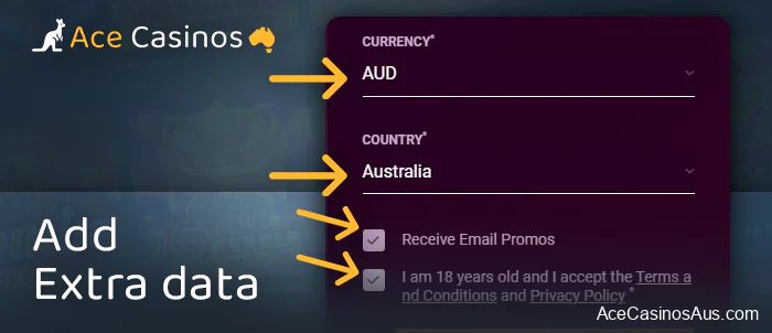 Provide region and currency when registering Casinonic