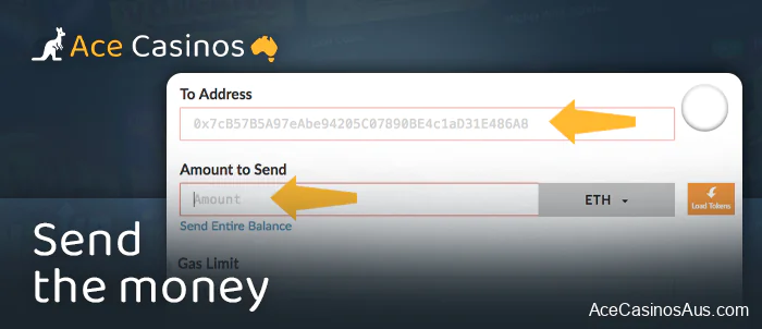 Send Etherium to an online casino account
