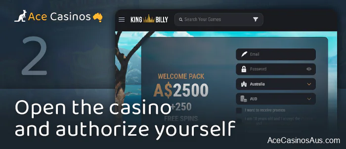 Open an online casino and log in