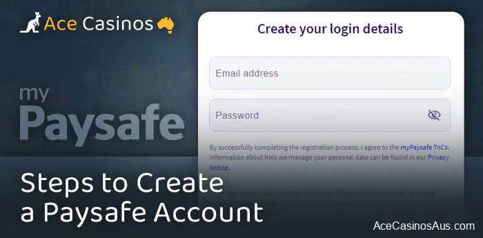 Paysafe account registration for casino payments in AUD currency