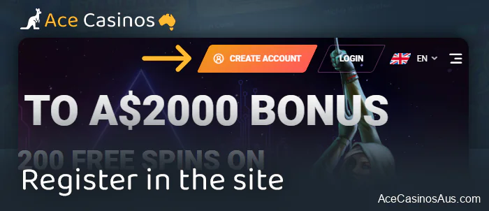 Click on the button to sign up for an account at Ricky Casino