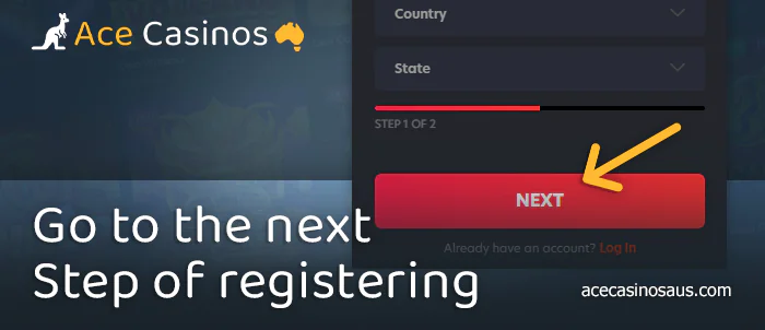 Continue registration on the 1Red Casino website