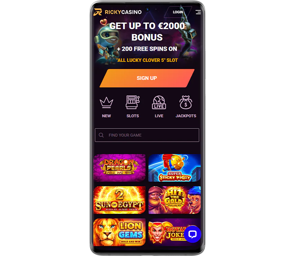 Screenshot of Australian online casino Ricky