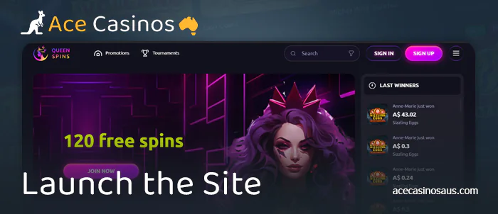 Open the Queenspins online casino site