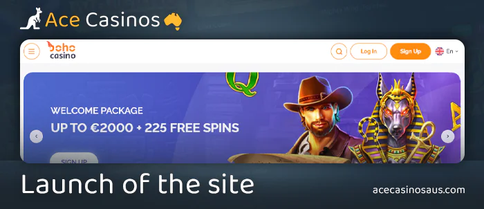 Open the Boho Casino site in your browser